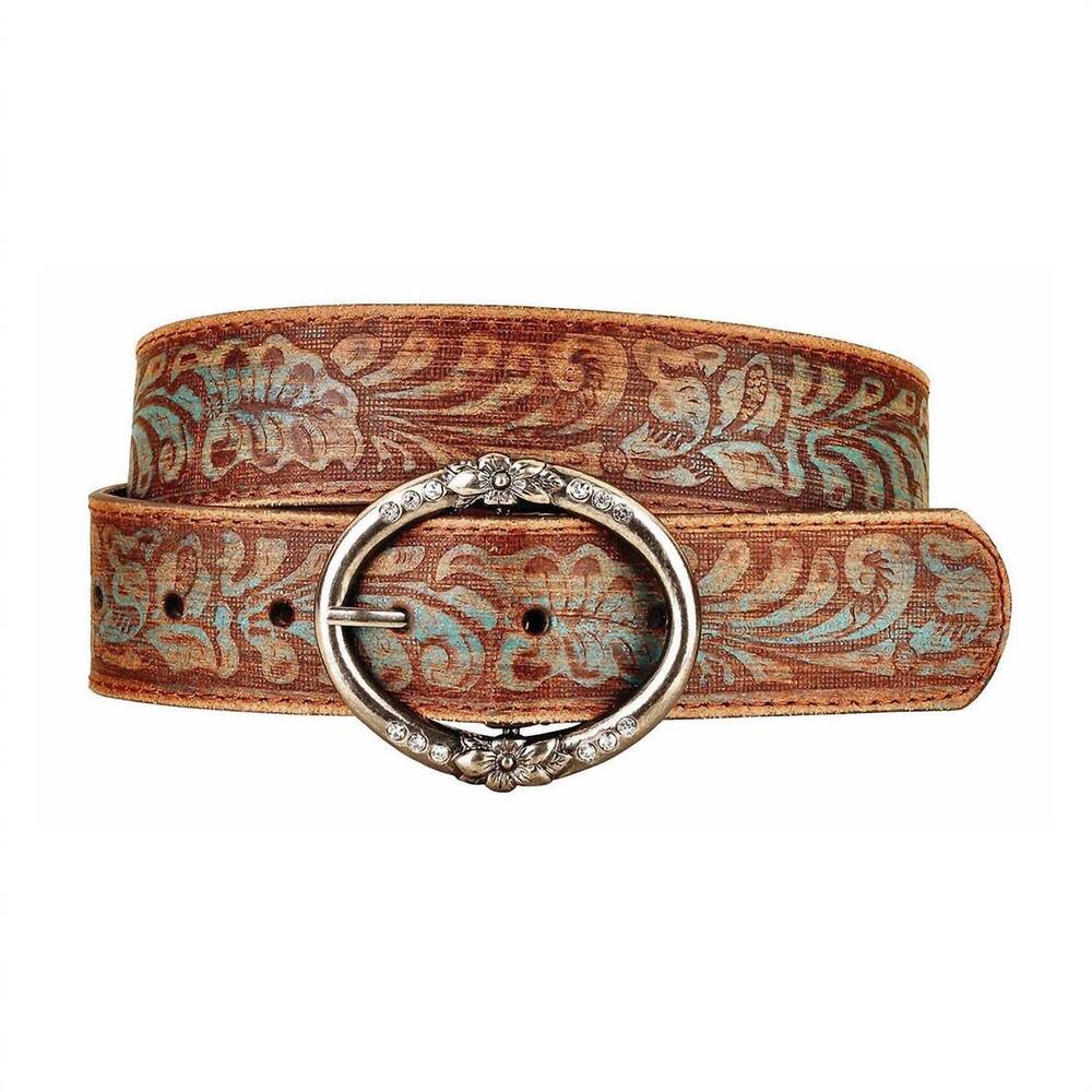 NEW MOST WANTED women's rhinestone ring buckle belt in floral